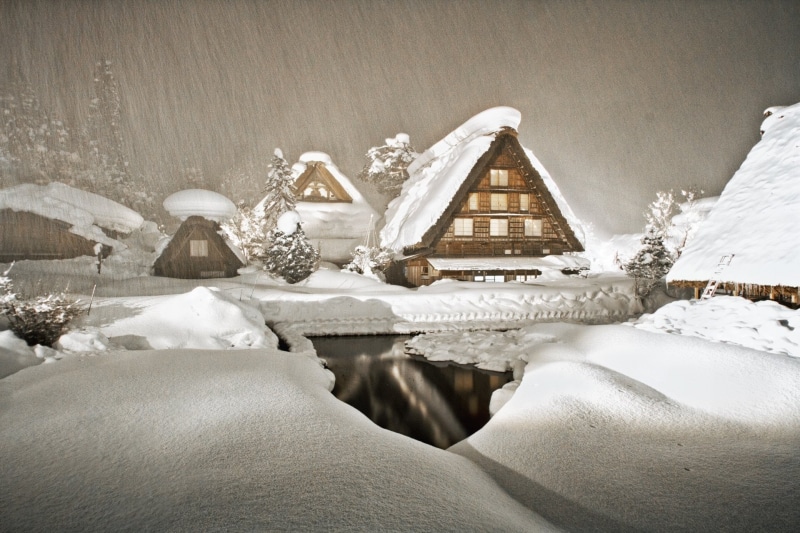 Village, frozen, Winter, Shirakawa, building, no people, cold temperature, decoration, architecture, Japan, Gifu Prefecture, Snowfall, day, building exterior