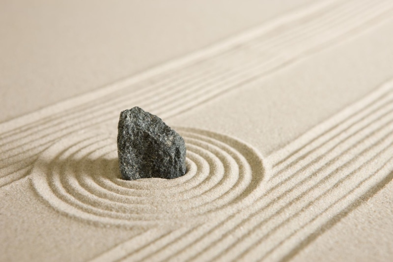depth of field, stone, zen, nature, garden, 720P, rock, grain, lines, circle, calm, sand