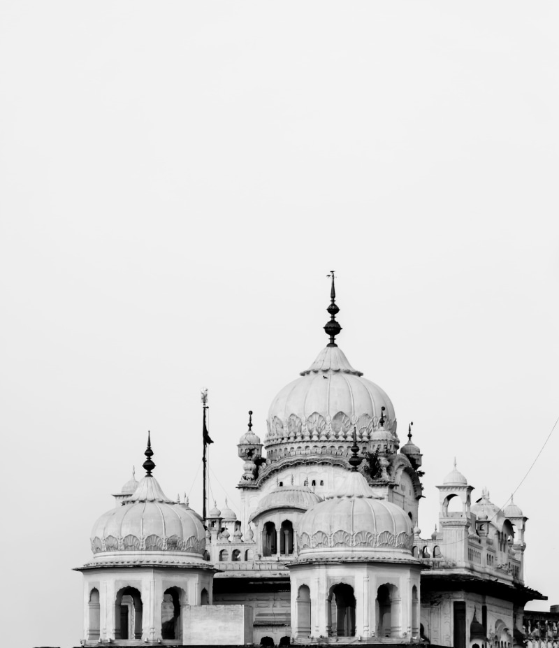 outdoors, history, building, lahore, gurdwara, belief, gladdening, dome, religion, spirituality, nature, travel destinations, black and white, travel, sky