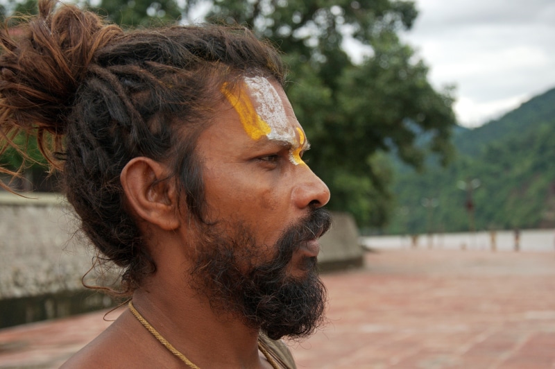 india, asian, facial hair, human face, hermit, looking away, hair, hinduism, holy, real people, young men, close-up, headshot, ganges, beard, hairstyle