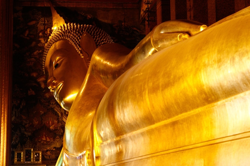 bangkok, male likeness, gold Colored, tha, golden, close, thailand, colored, photography, travel destinations, buddha, spirituality, architecture, religion