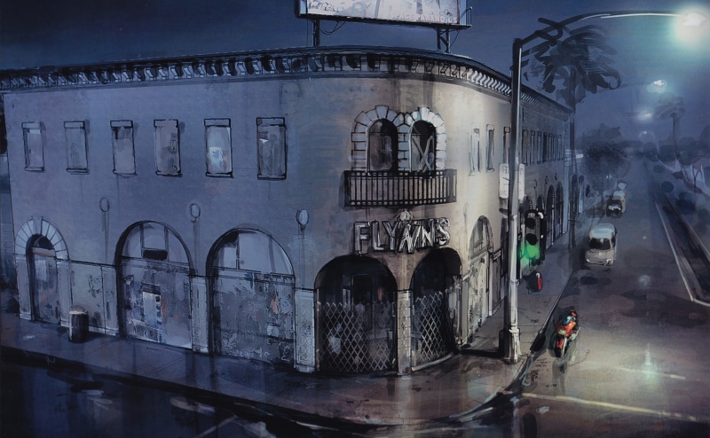 illustration, flynn, Fantasy, house, building exterior, illuminated, architecture, flynns arcade, day, arcade, built structure, city, street, incidental people