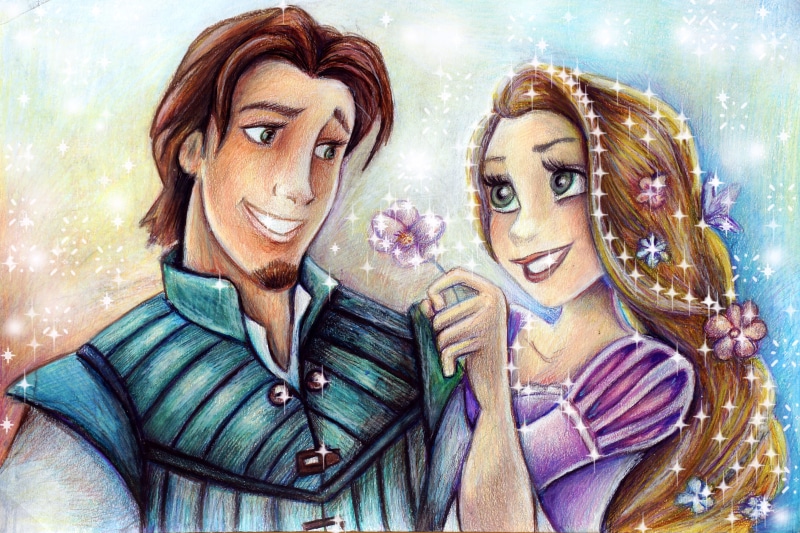 art, guy, Flynn Rider, Rapunzel, Flynn, 4K, girl, Disney