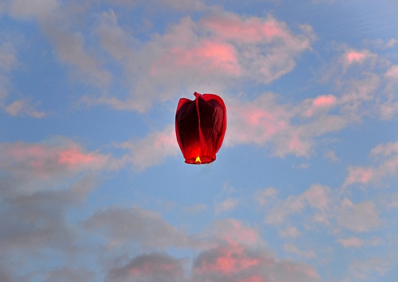 lanterns luck, traditional festival, happiness, low angle view, blowing lanterns, sky, floating, nature, beauty in nature, multi colored, adventure, heart shape
