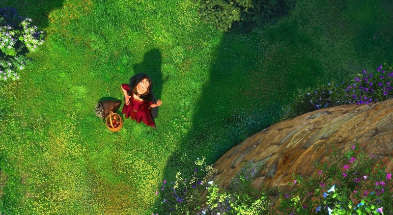 sunlight, movie, Cartoons, outdoors, girls, nature, togetherness, positive emotion, 1080P, Tangled, mother gothel, child, people, flower, females, two people
