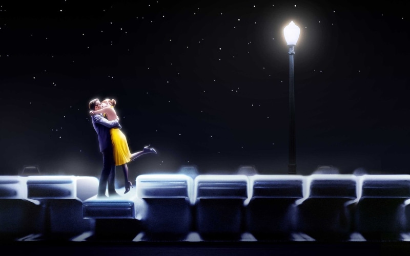 creative, stars, one person, full length, hairstyle, La-La Land, seat, looking, young adult, lantern, standing, side view, romance, sitting, Emma Stone
