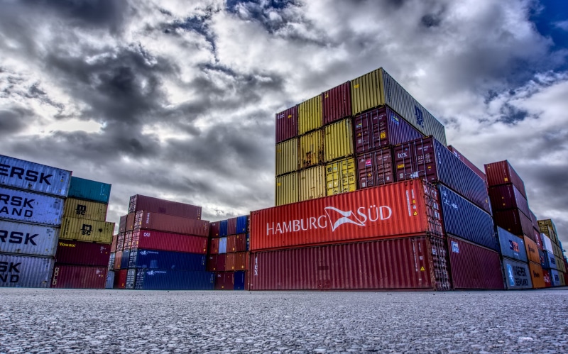 building exterior, harbor, outdoors, pier, export, colorful, day, germany, sea, marketing hub, freight transportation, cargo, color, no people, built structure