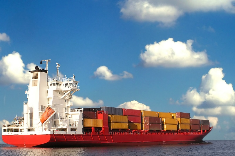 cargo Container, harbor, 2K, sea, trade, outdoors, international, ocean, industrial Ship, water, mode of transportation, sky, architecture, transportation