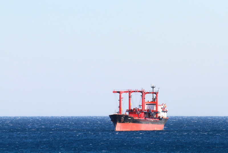 trade, global, freight, sky, copy space, clear sky, industrial, horizon, blue, ship, import, safety, technology, outdoors, 4K, export, red, boat, ocean