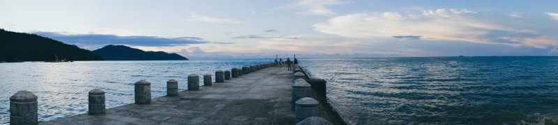sea, outdoors, panoramic, in a row, horizon, tranquil scene, no people, batu ferringhi, scenics - nature, nature, panorama, sky, land, travel destinations