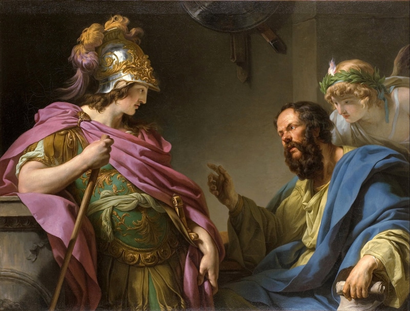 François-André Vincent, classic art, Alcibades being taught by Socrates, 1080P, painting