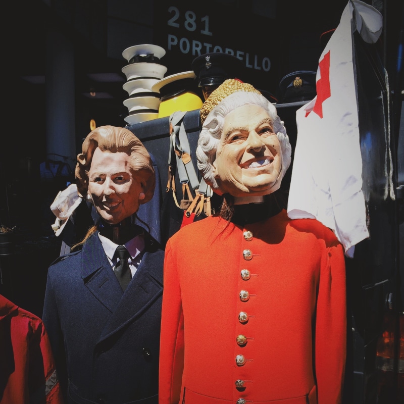 real people, burlesquem, caricature, indoors, people, politics, funny, leader, government, nation, smiling, uniform, senior adult, queen, prime, two people