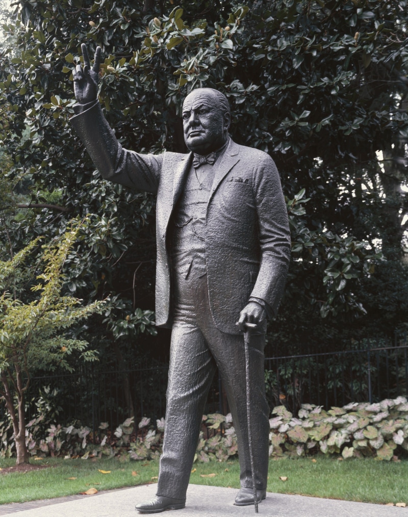 real people, leisure activity, sculpture, park - man made space, embassy, arms raised, dc, leader, human representation, british, front view, washington