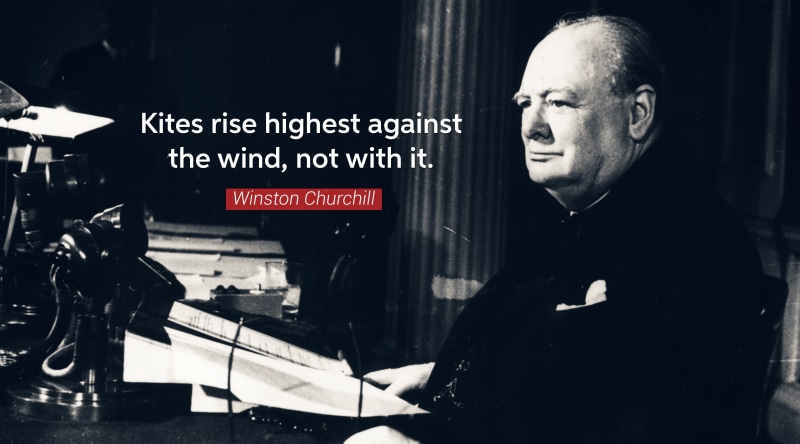 church, minimalism, wind, kites, sign, sitting, churchill, business, waist up, one person, mature adult, 4K, indoors, text, information, communication