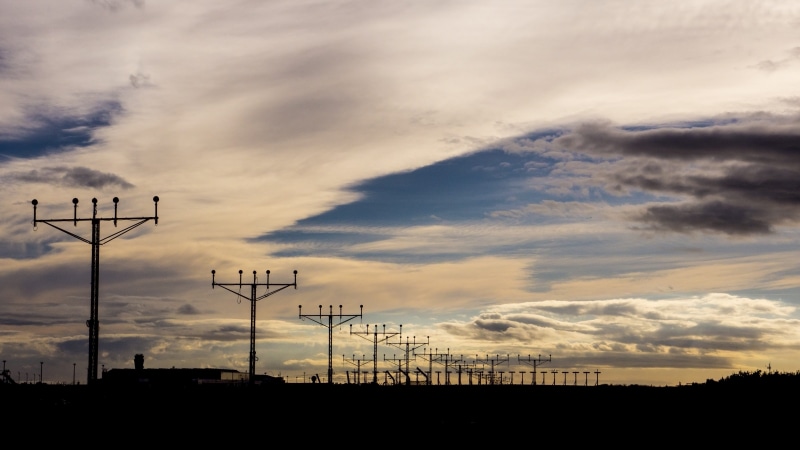 blue, takeoff, clouds, no people, sunset, scenics - nature, take off, electricity, electricity pylon, spain, dramatic sky, pablo ruiz picasso, communication