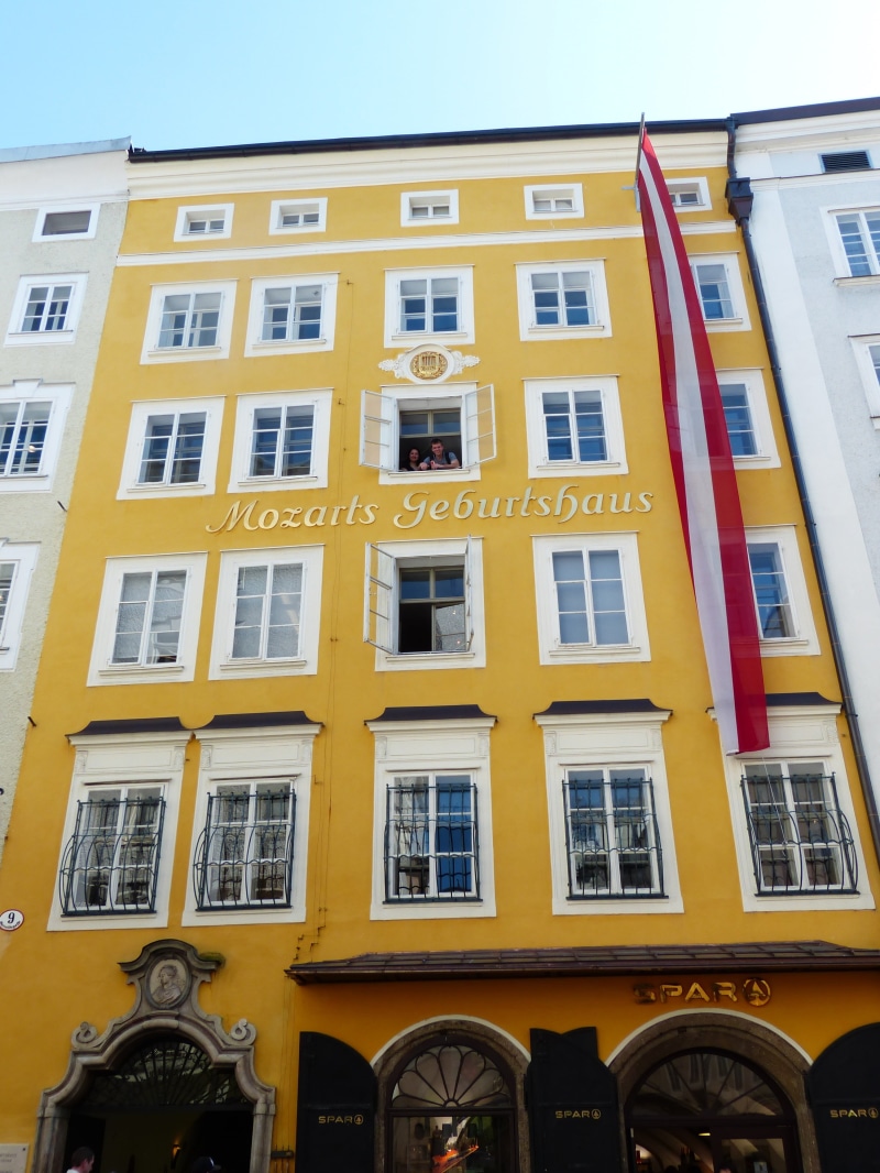 amadeus, salzburg, city, places of interest, facade, building, window, glass - material, nature, mozart, austria, wall - building feature, built Structure