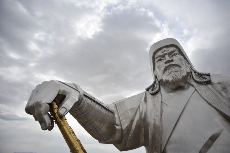 religion, mongolia, male likeness, creativity, cloud - sky, representation, no people, outdoors, genghis khan, female likeness, low angle view, sky, 4K