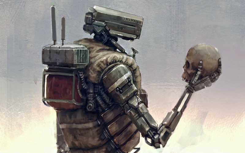 aggression, digital art painting robot skull william shakespeare hamlet futuristic, photography themes, equipment, technology, 720P, law, creativity, armed forces