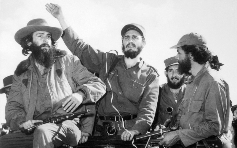 men, ape, clothing, the rebels, casual clothing, facial hair, grayscale, fidel castro, young men, hat, photo, people, sitting, young adult, arts culture and entertainment