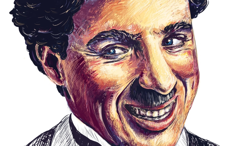 face, Charlie Chaplin, actor, 2K, smile