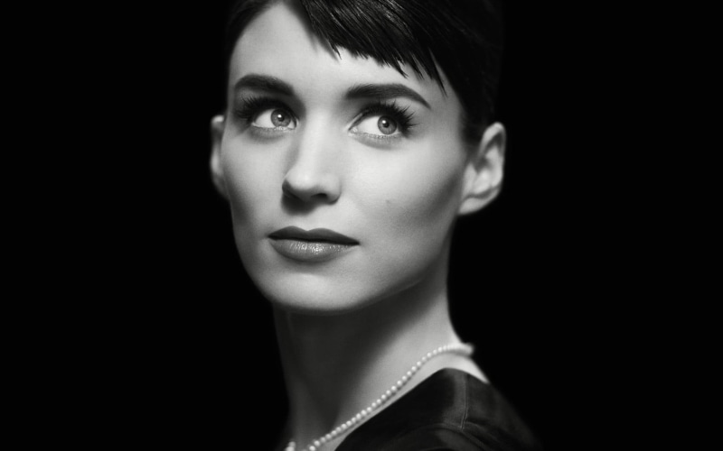 human face, young adult, fashion, rooney mara, actress, 720P, hepburn, glamour, women, studio shot, contemplation, black background, looking at camera