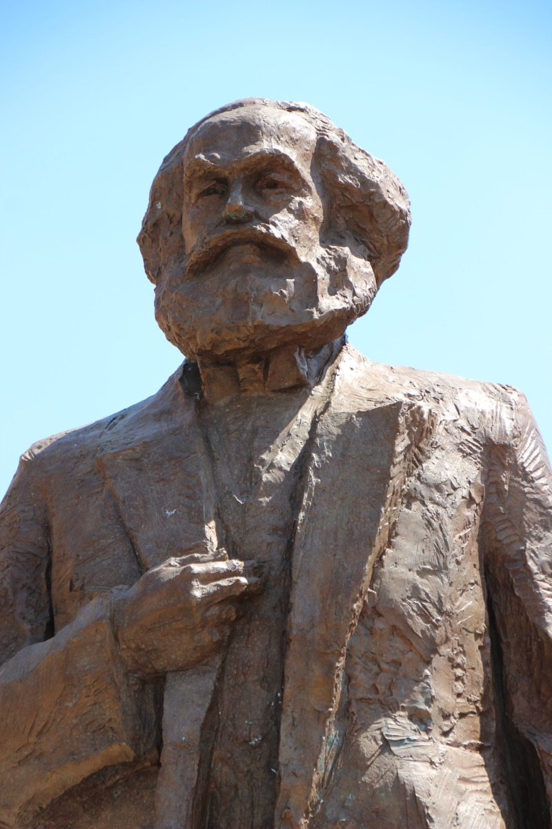 trier, blue, karl marx, art and craft, capitalism, nature, monument, craft, clear sky, day, sky, religion, history, marxism, human representation, creativity