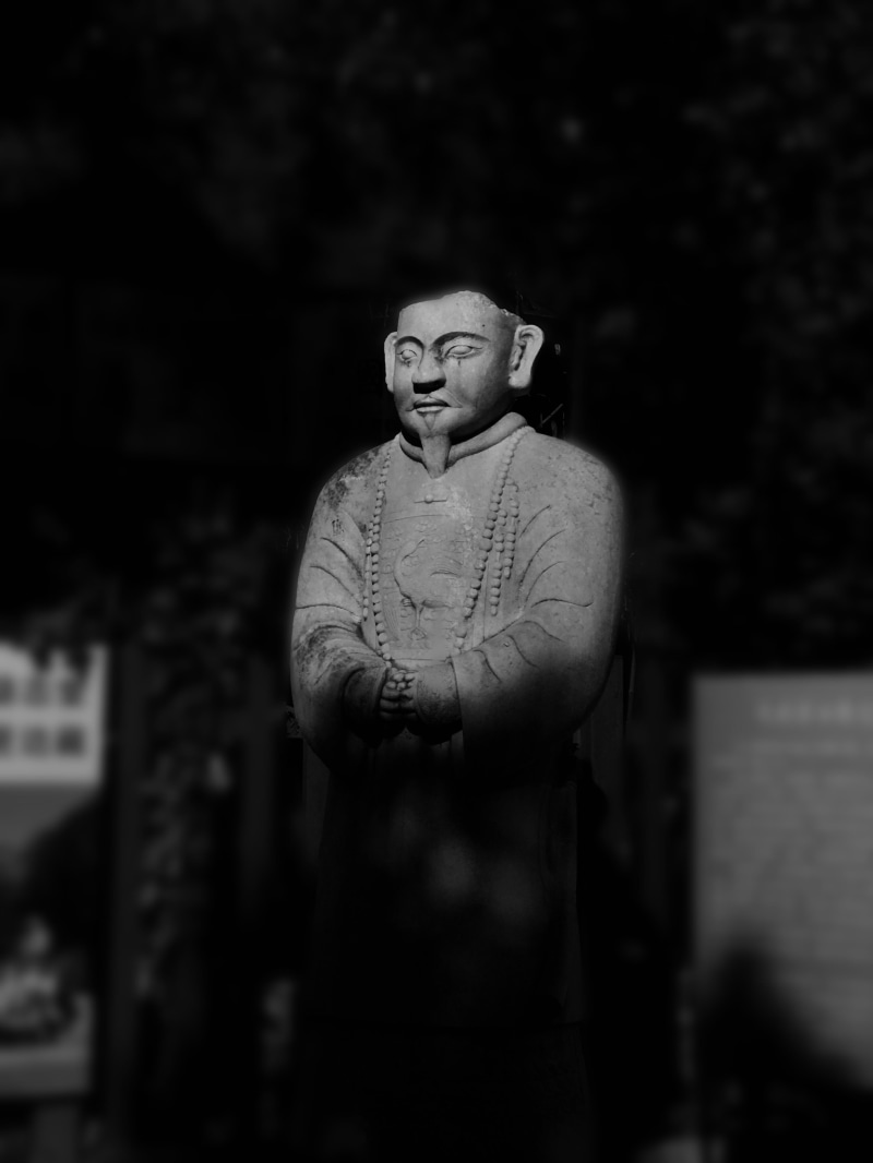 casual clothing, beijing, clothing, statue, stone carving, black and white, propriety, looking, serious, portrait, lifestyles, imperial, young adult, 4K