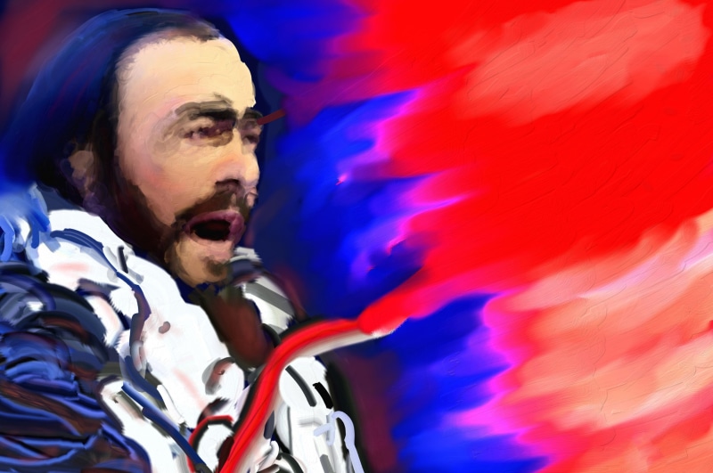 painting, music, tenor, 2K, Luciano Pavarotti, singer