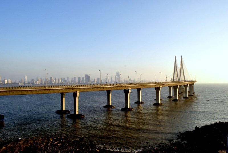 rajiv gandhi sea link, architecture, transportation, built structure, outdoors, travel, clear sky, suspension bridge, india, nature, bridge - man made structure