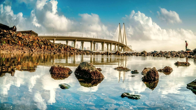 day, connection, nature, arch bridge, river, asia, travel destinations, bandra worli sea link, transportation, 4K, bridge - man made structure, waterfront