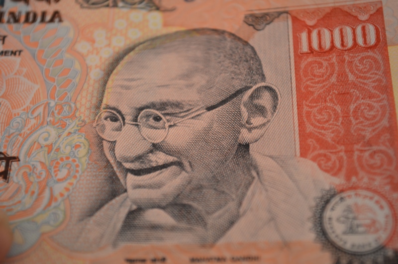 portrait, bill, rupees, 5K, human representation, banknote, close-up, headshot, currency, adult, currencies, money, mahatma gandhi, india, text, human face