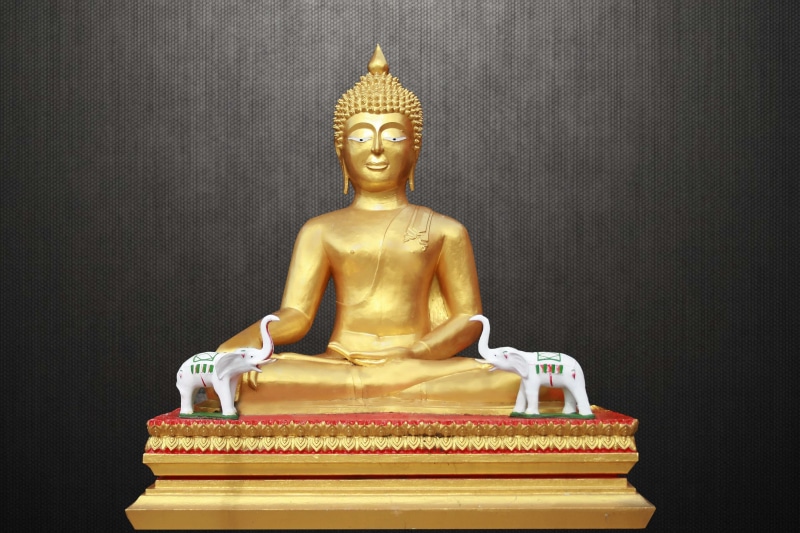 human representation, wall - building feature, 4K, spiritual, fig, inner calm, male likeness, indoors, buddhism, no people, serenity, spirituality, art and craft
