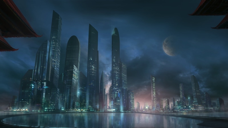 city Life, river, finance, the moon, night, cityscape, built Structure, the city, urban Scene, shanghai, hong Kong, district, futuristic, city, construction Industry
