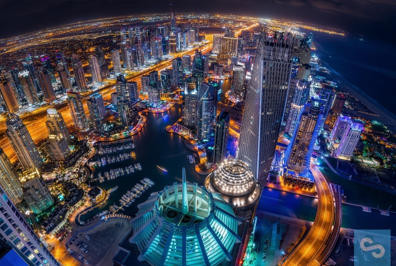 night, nightlife, architecture, built Structure, 1080P, landscape, famous Place, asia, Dubai Marina, city Life, panoramic, sky, tower, aerial View, lights