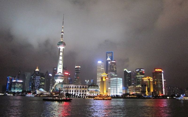 building, building Exterior, sunset, night, china, tall - High, office Building, communications Tower, east Asian Culture, water, no People, lujiazui, chinese Culture