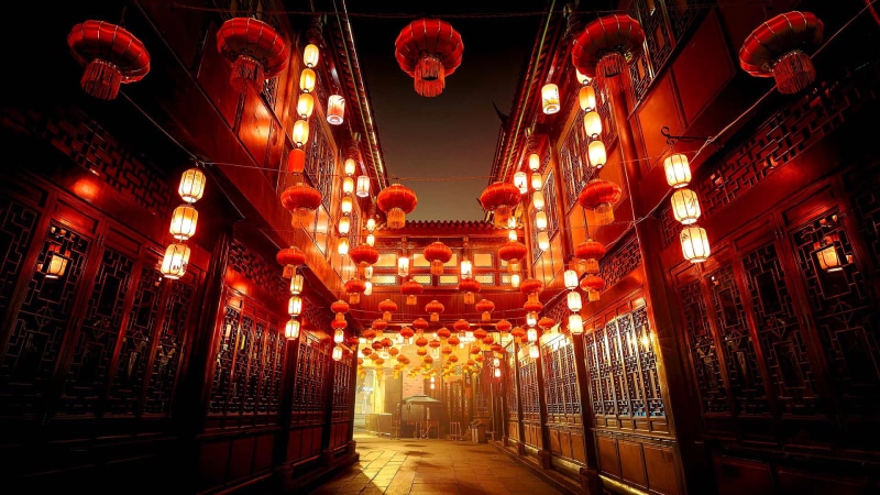 lights, Chengdu, home, 1080P, Sichuan, Jinli Old Street, street, China