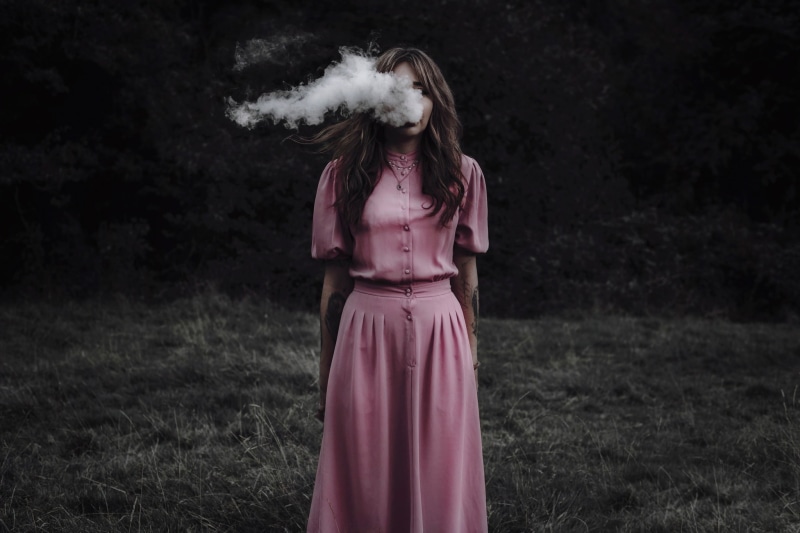 vape, dress, smoke, dark, 1080P, women