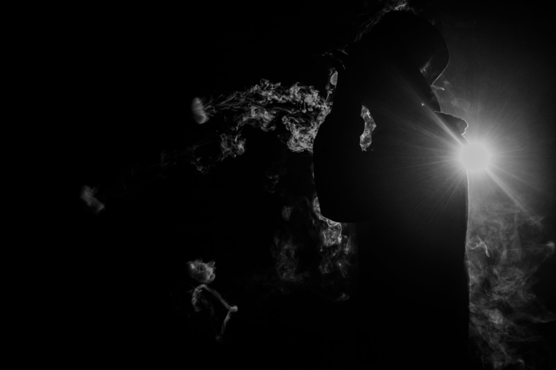 night, men, rock music, music, black and white, dark, women, black background, enjoyment, performance, sun flair, singing, indoors, musician, smoke, back lit