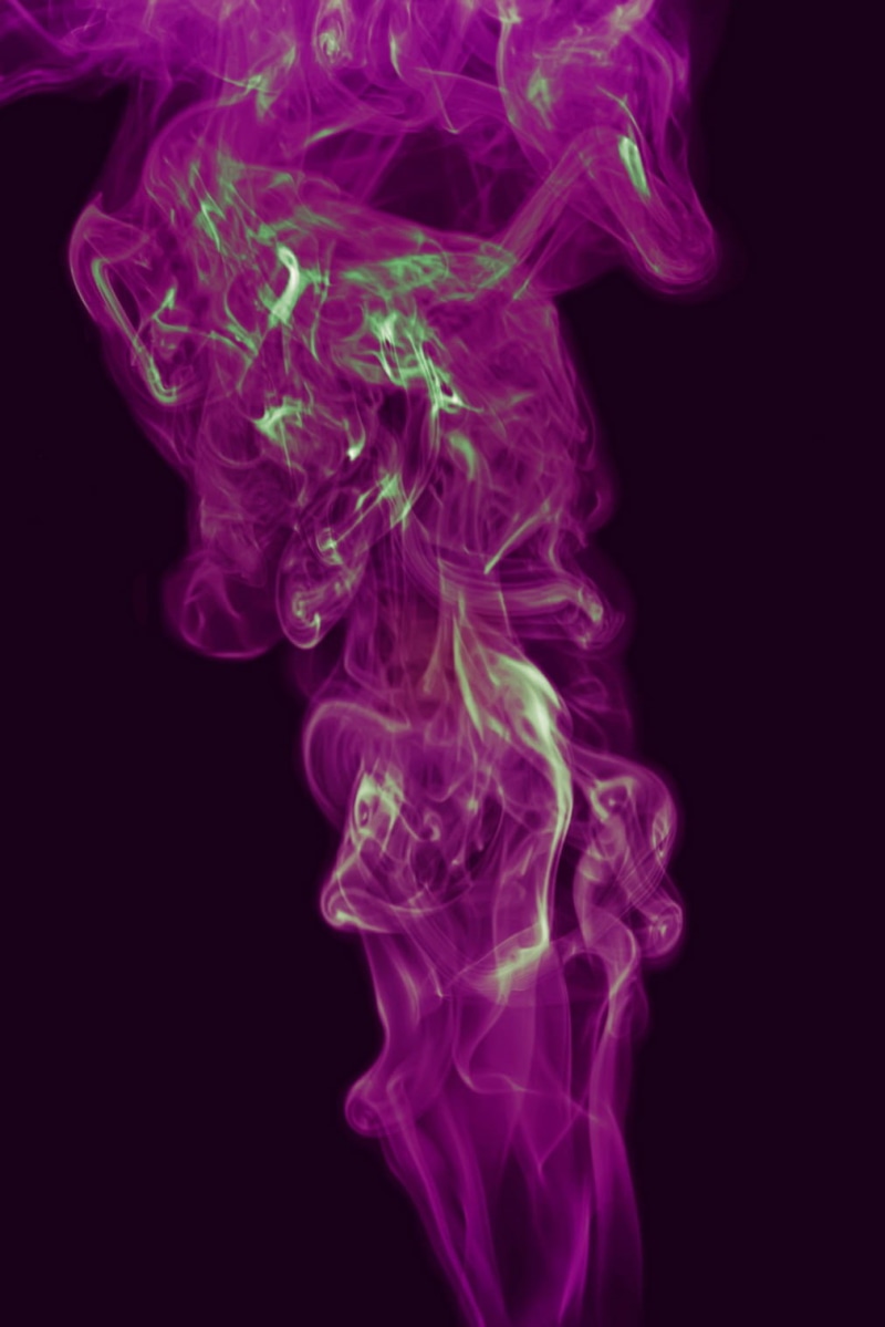 indoors, no people, studio shot, purple, cut out, scented, smoky, flowing, mixing, multi colored, black background, smoke - physical structure, swirl, creativity