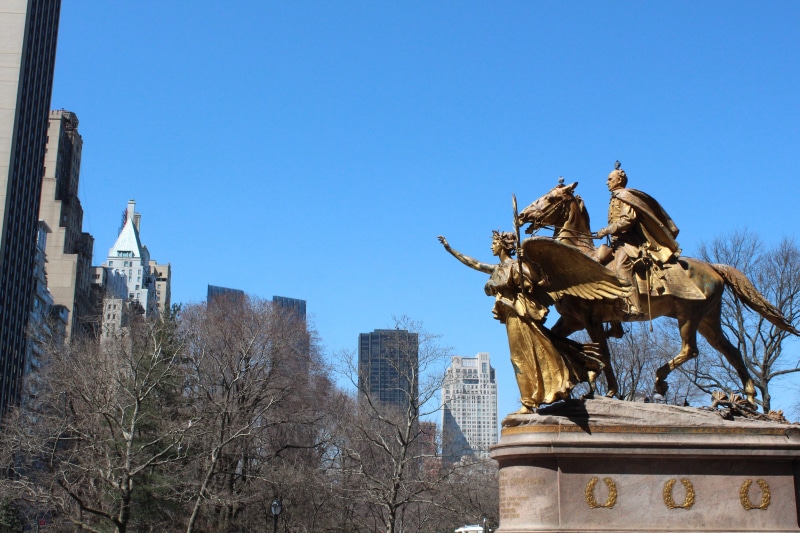 new, nature, built structure, central park, no people, 5K, plant, blue, architecture, manhattan, day, travel destinations, statue, the past, clear sky