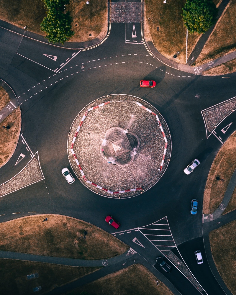 red, concrete, modern, curve, lane, 1080P, europe, travel, road Intersection, night, aerial, view, architecture, transportation, built Structure, phoenixpark