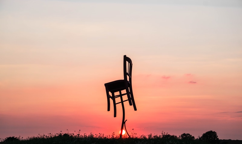 chair, sunset, low angle view, idyllic, tranquil scene, france, scenics - nature, guidance, sky, outdoors, roundabout, 5K, nature, orange color, dramatic sky