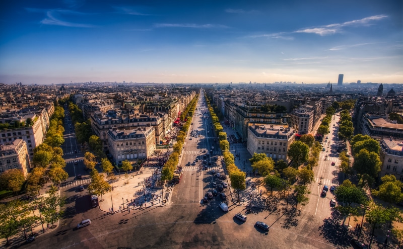 arcdetriomphe, green, no people, outdoors, high angle view, Shopping, Paris, transportation, elysees, Traffic, Europe, tree, champs, trees, building, champselysees