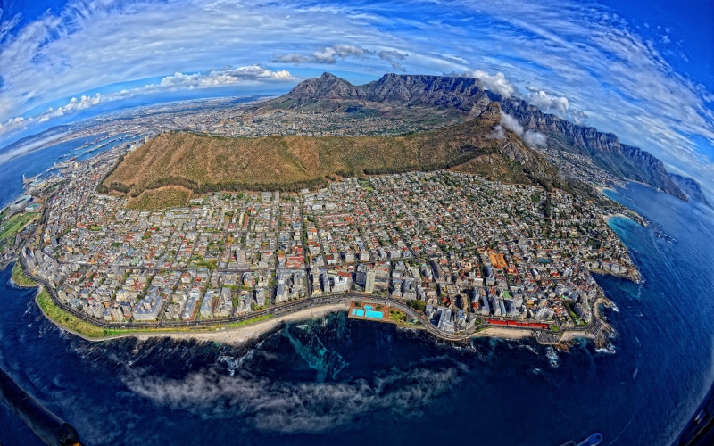 aerial, coast, africa, cape, mountains, 1080P, town, hd, nature, buildings, south