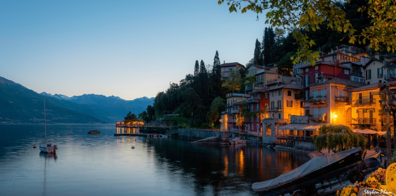 yacht, Lake Como, home, Varenna, lake, Lombardy, Italy, trees, mountains, landscape, 8K, building