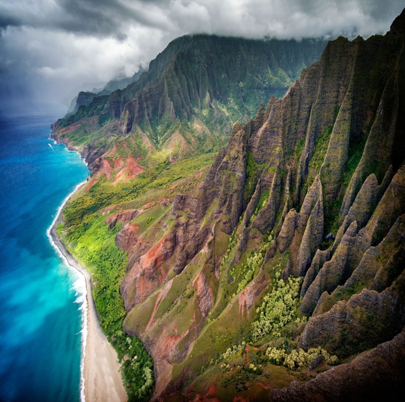 Hawaii, shore, sea, the island of Kauai, Napali Coast, the ocean, mountains, 1080P, state, USA