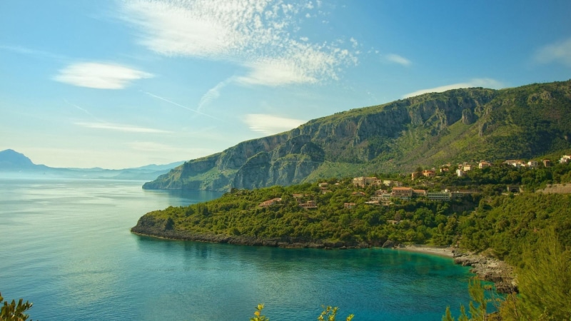 plant, scenics - nature, nature, italy, highland, non-urban scene, tranquility, coastline, no people, water, outdoors, idyllic, headland, bay, turquoise colored