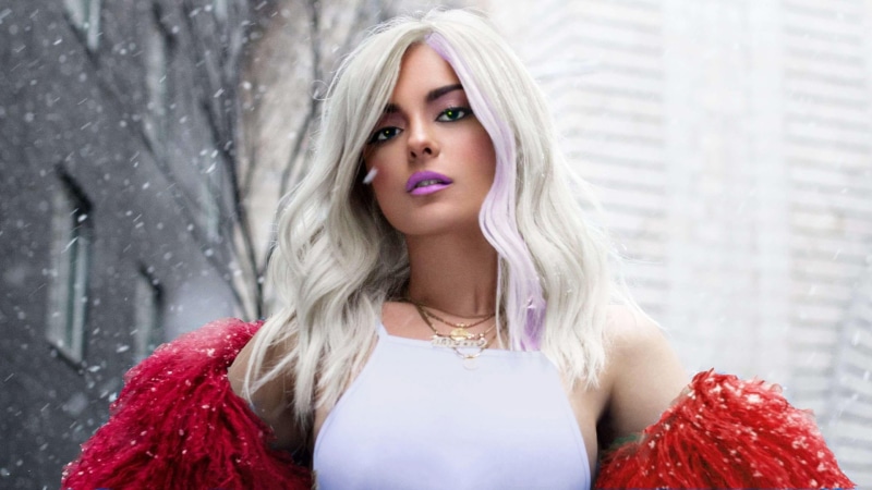 Lipstick, 1080P, Singer, Bebe Rexha, White Hair, Photoshop, Green Eyes, Woman, Music