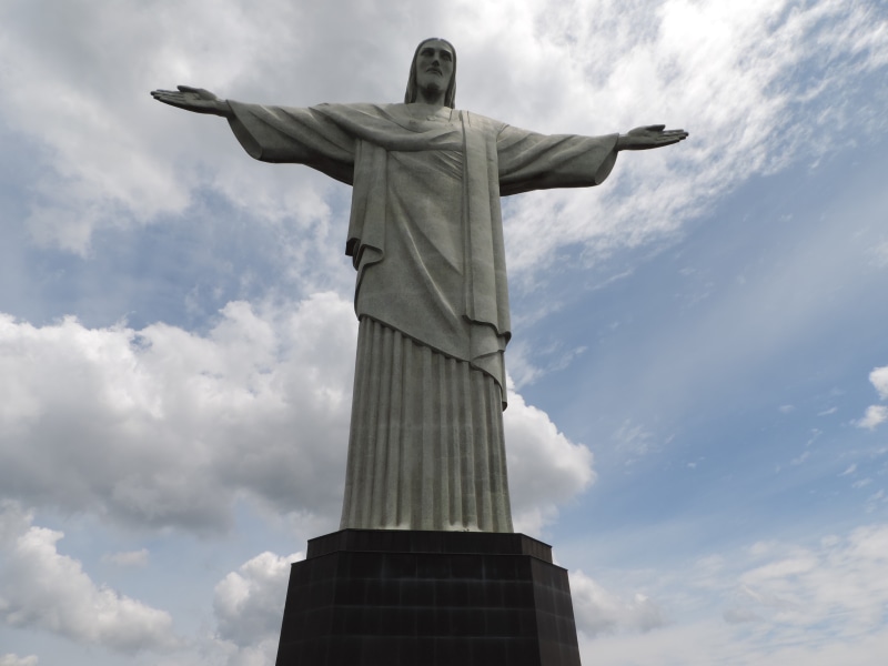 male likeness, latin, statue, america, monument, nature, brazil, redeemer, low angle view, art and craft, human representation, corcovado, rio, no people