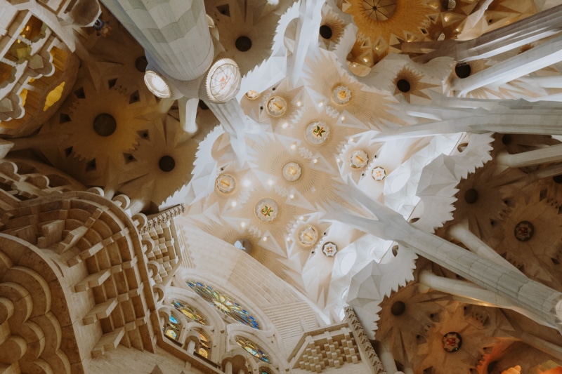 pattern, day, religion, spanish, architecture, decoration, christian, directly below, sagrada, catalonia, familia, ceiling, textile, choice, spain, close-up